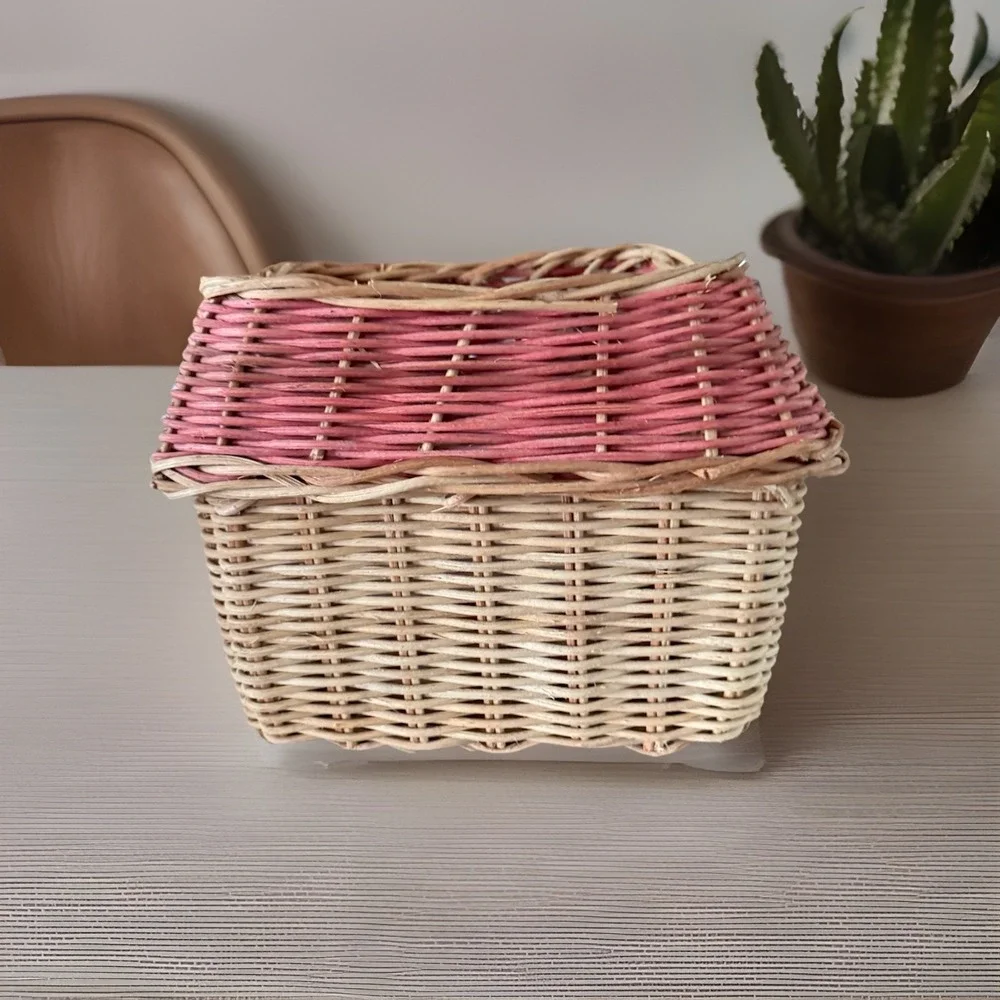 Vintage Wicker Rattan‎ House Basket Christmas Decor